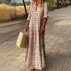Rogue | Women’s Maxi Boho Print Dress – Chic Artisan Pattern & Refined Slimming Silhouette Pink
