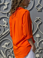 Aura | Women's Flowing Silk V-Neck Blouse - Slim Fit & Soft Elegance