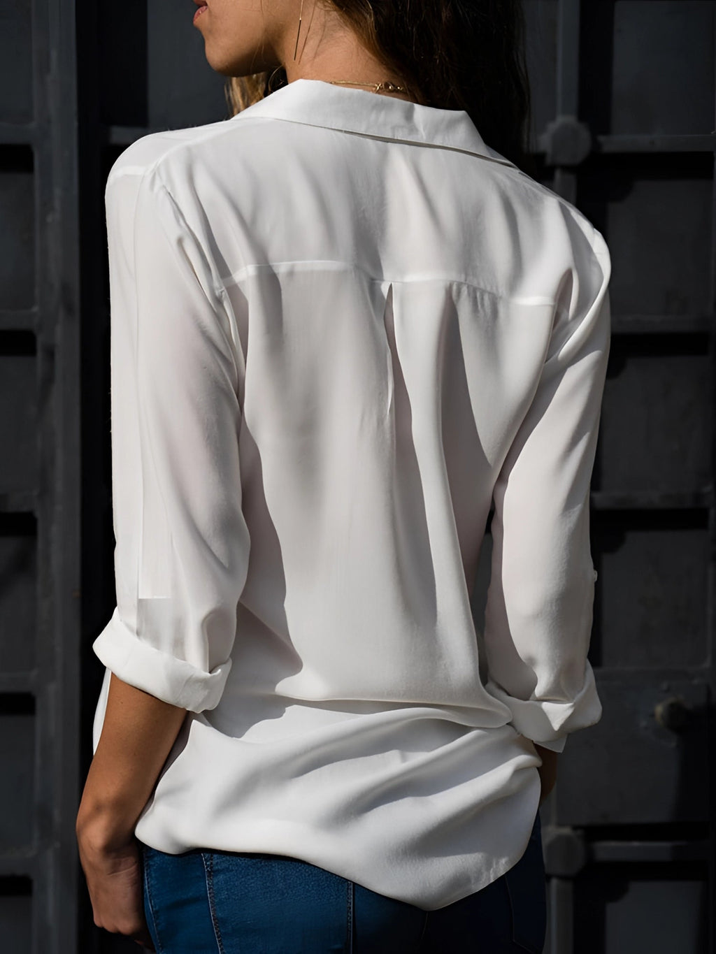 Aura | Women's Flowing Silk V-Neck Blouse - Slim Fit & Soft Elegance