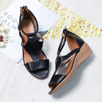 Women's Heeled Leather Sandals Summer Style