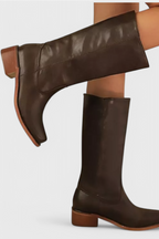 Kira | Women's Knee High Boots with Stacked Heel and Classic Round Toe