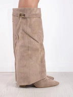Essence | Women's Knee High Boots with Wide Flare Top and Block Heel