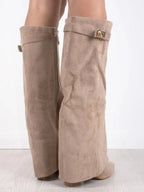 Essence | Women's Knee High Boots with Wide Flare Top and Block Heel