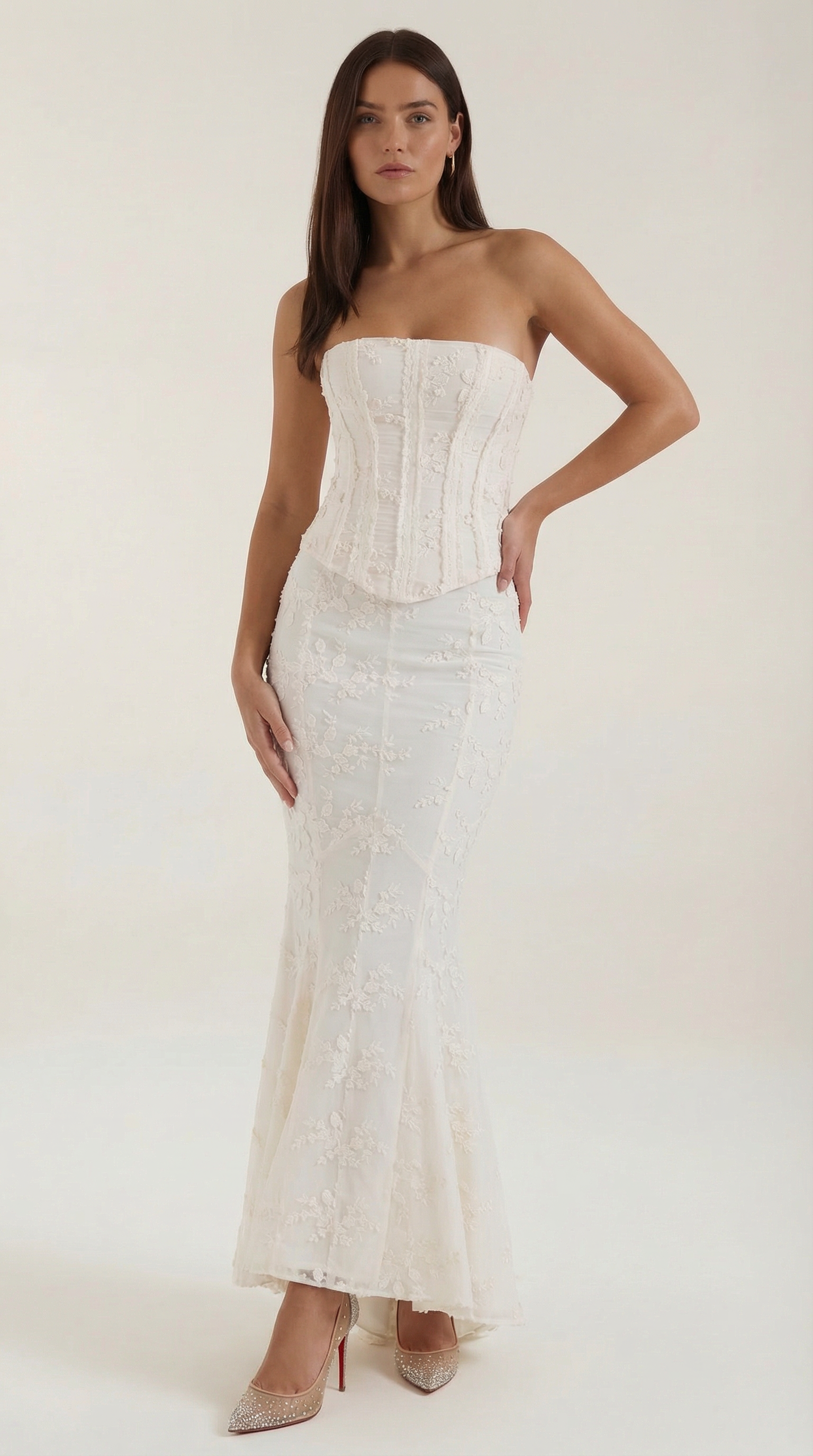 Women's Lace Maxi Dress Mermaid for Formal Occasions White