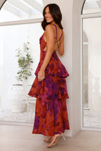 Women’s Maxi Dress with Deep V-Neck and Tiered Ruffles