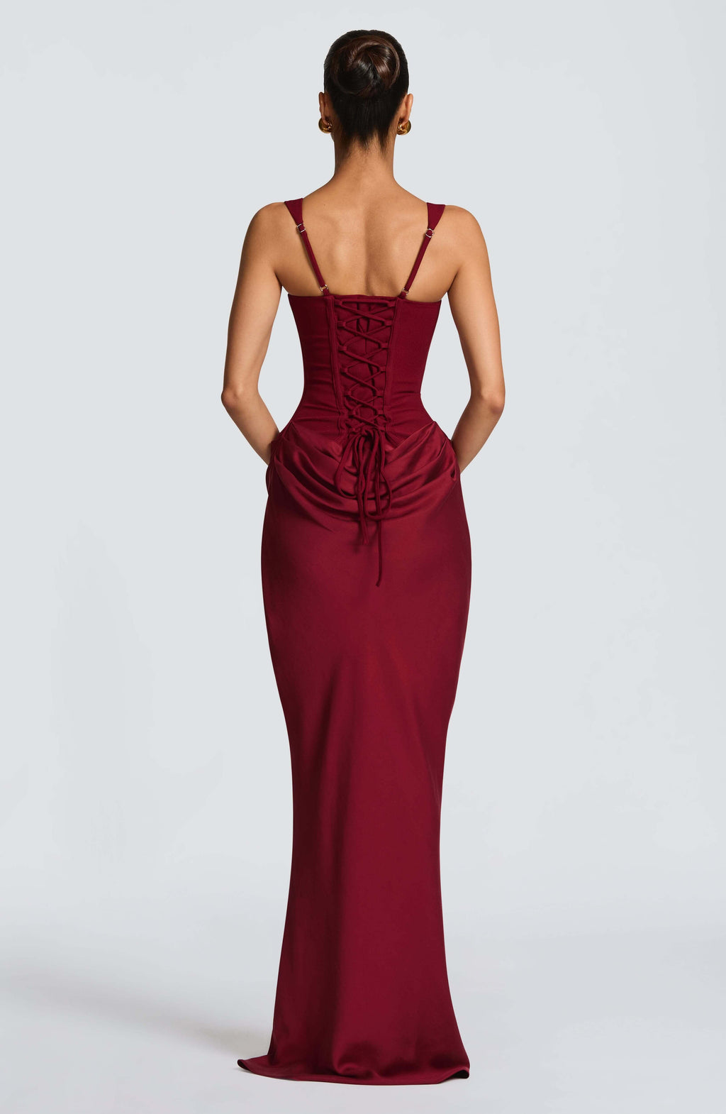 Women's Maxi Wedding Guest Dress with Pleated and Square Neckline