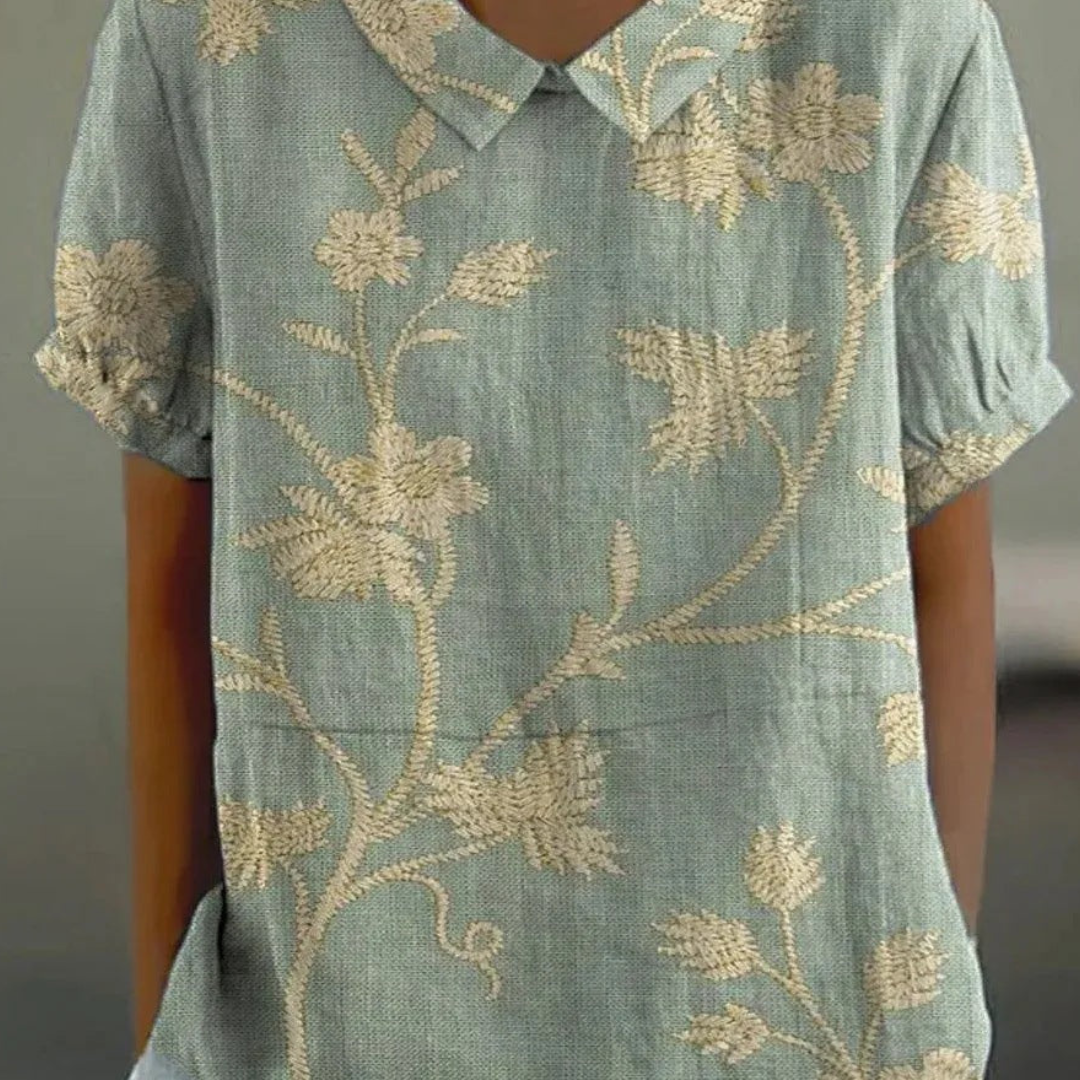 Vela | Women’s Modern Floral Blouse – Chic Artisan Summer Grace & Refined Slimming Silhouette