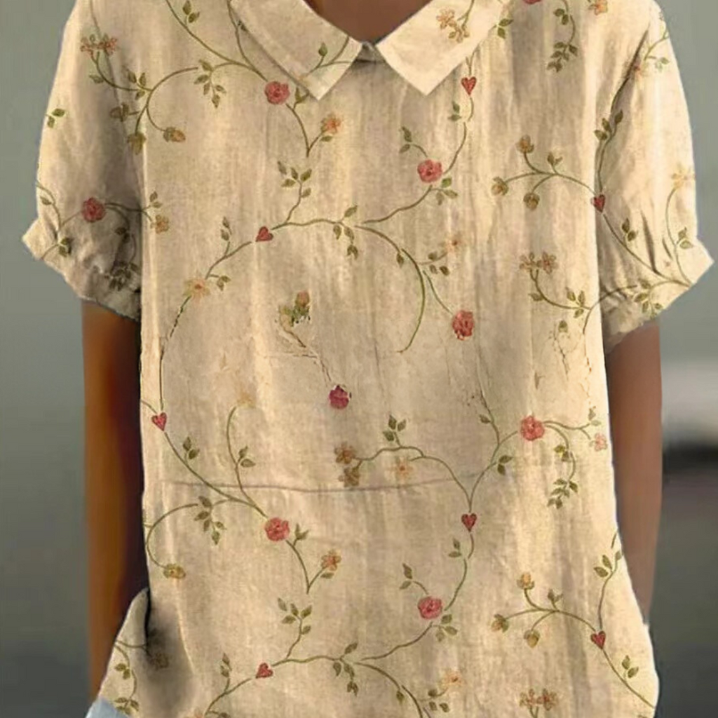 Vela | Women’s Modern Floral Blouse – Chic Artisan Summer Grace & Refined Slimming Silhouette yellow