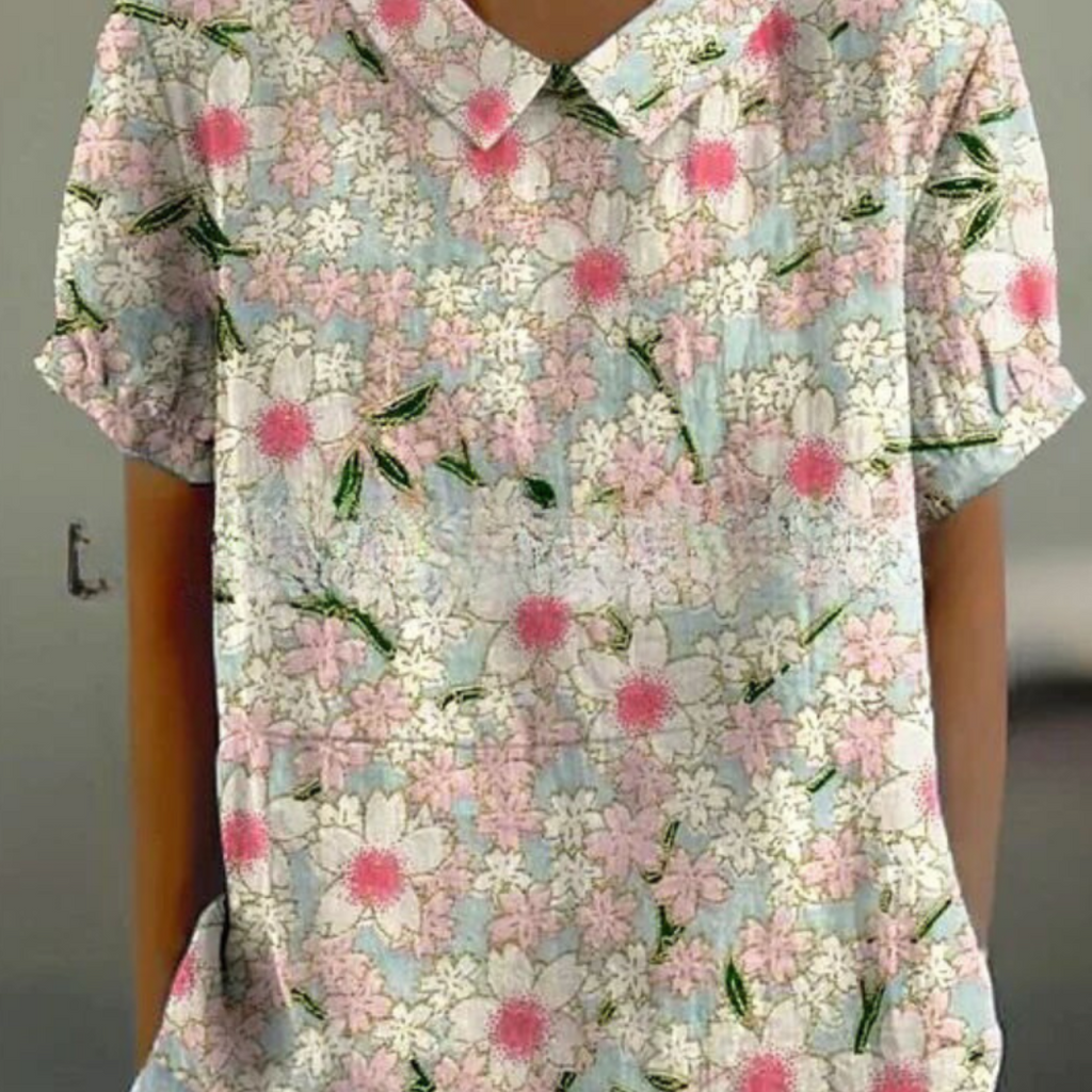 Vela | Women’s Modern Floral Blouse – Chic Artisan Summer Grace & Refined Slimming Silhouette