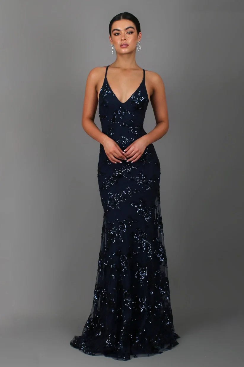 Luna | Women's Sequin Maxi Dress – Elegant, Fitted & Floor-Length Gown for Formal Events Black