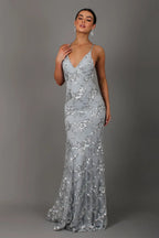 Luna | Women's Sequin Maxi Dress – Elegant, Fitted & Floor-Length Gown for Formal Events Grey