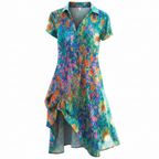 Vela | Women’s V-Neck Short Sleeve Midi – Chic Artisan Summer Grace & Refined Slimming Silhouette