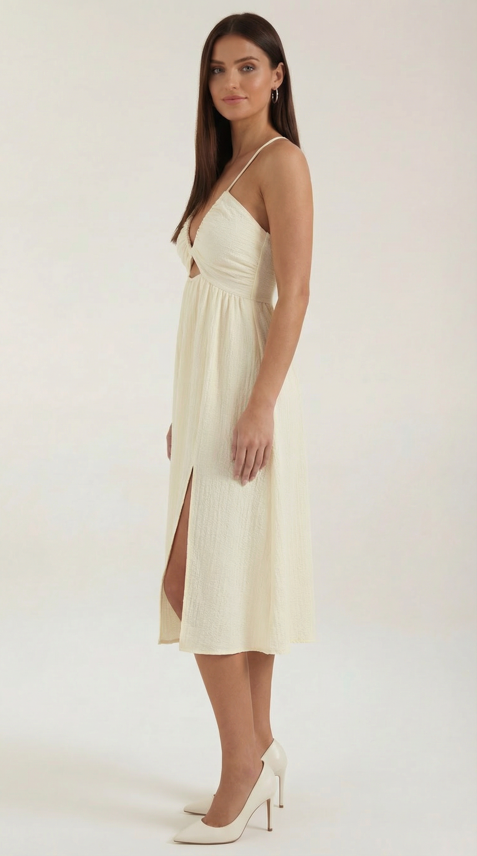 Women's Summer Midi Dress Lightweight Cutout Design