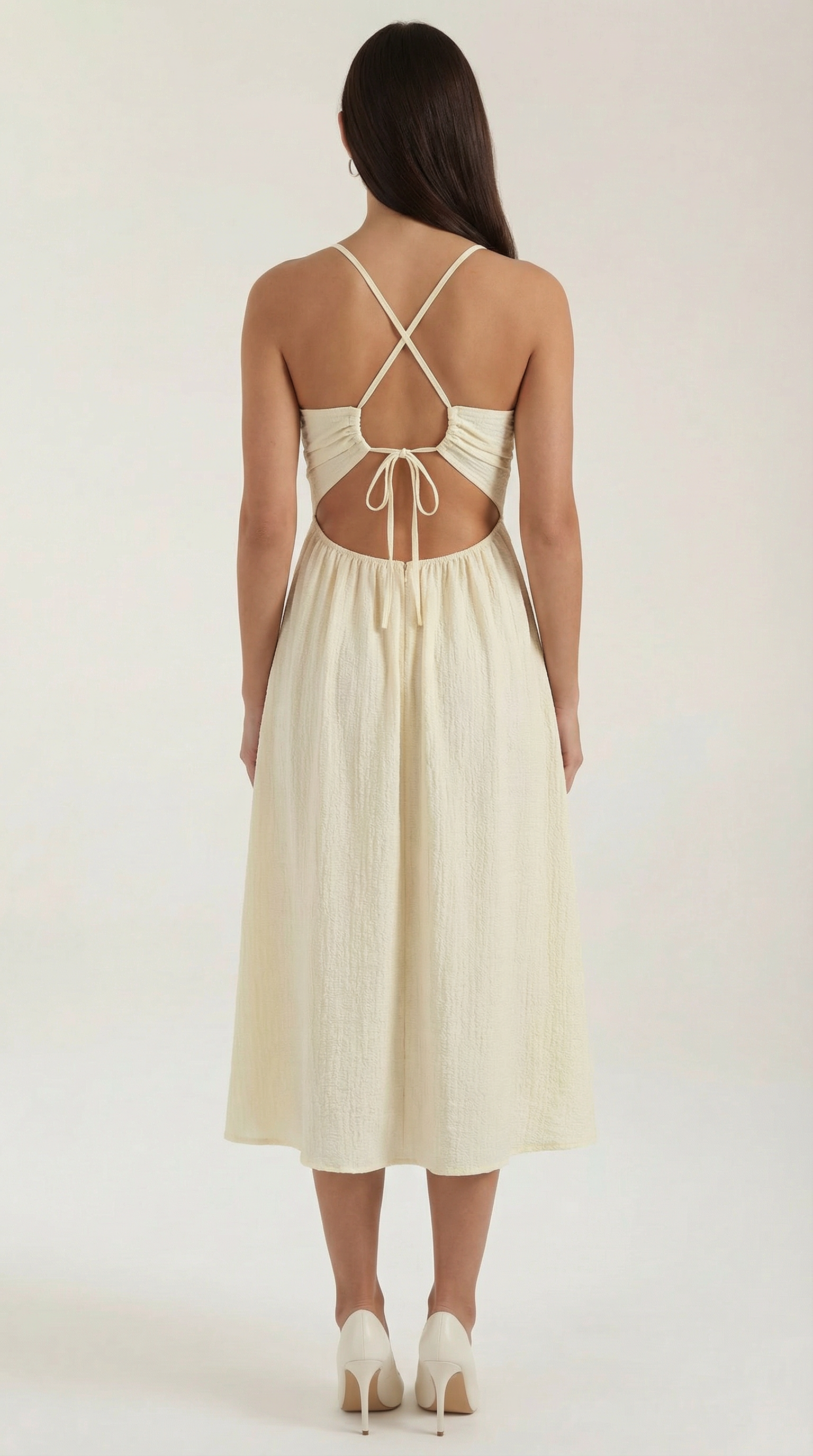 Women's Summer Midi Dress Lightweight Cutout Design