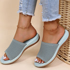 Velo | Women’s Breathable Summer Sliders – Chic Artisan Ease & Refined Slimming Silhouette Light Blue