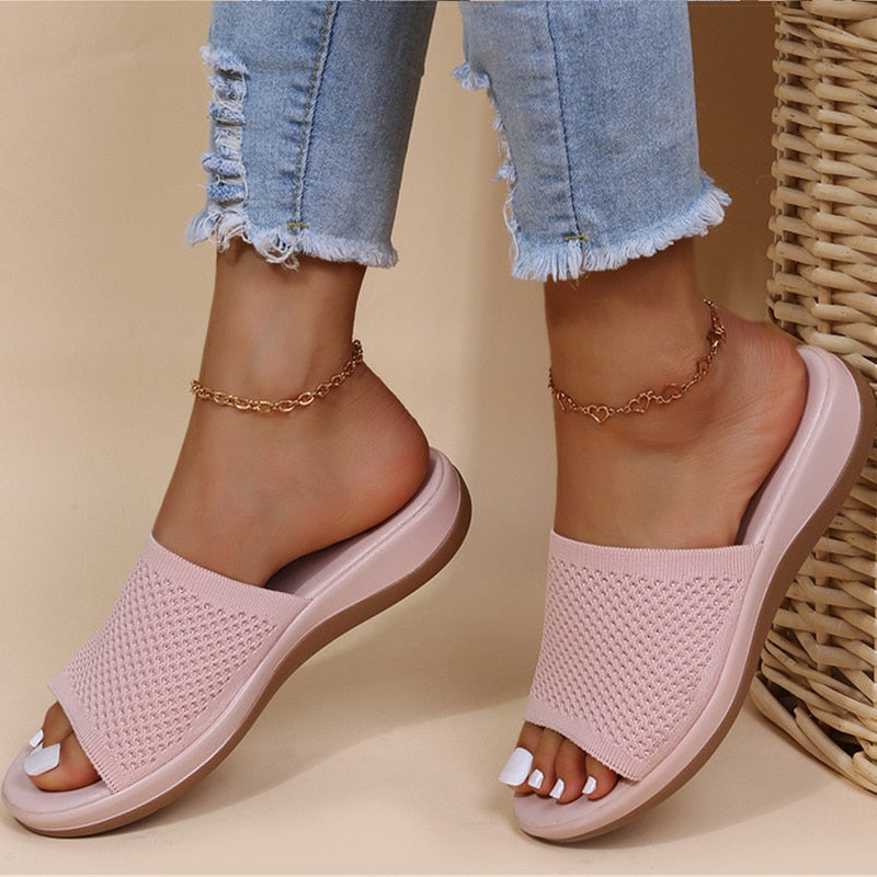 Velo | Women’s Breathable Summer Sliders – Chic Artisan Ease & Refined Slimming Silhouette Light Pink