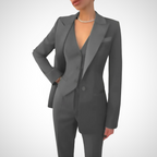 Sephira | Women's Three-Piece Suit with Slim-Fit Trousers and Buttoned Vest Gray