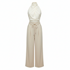 Lumi | Women’s Two-Piece Set with Draped Halter Top and High Waist Pants