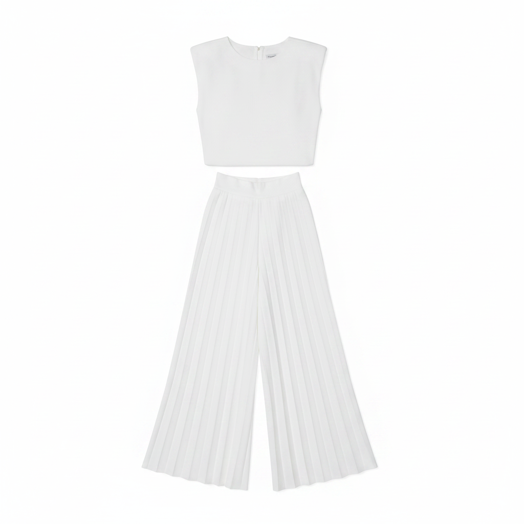 Freya | Women’s Two-Piece Set with Sleeveless Top and Pleated Wide-Leg Pants