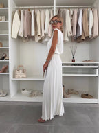 Freya | Women’s Two-Piece Set with Sleeveless Top and Pleated Wide-Leg Pants