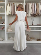 Freya | Women’s Two-Piece Set with Sleeveless Top and Pleated Wide-Leg Pants