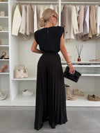 Freya | Women’s Two-Piece Set with Sleeveless Top and Pleated Wide-Leg Pants