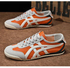 Women's and men's geometric summer sneakers with rubber sole orange