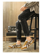 Women's and men's geometric summer sneakers with rubber sole