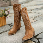 Boots For Women | Knee-High Western With Embroidered Shaft