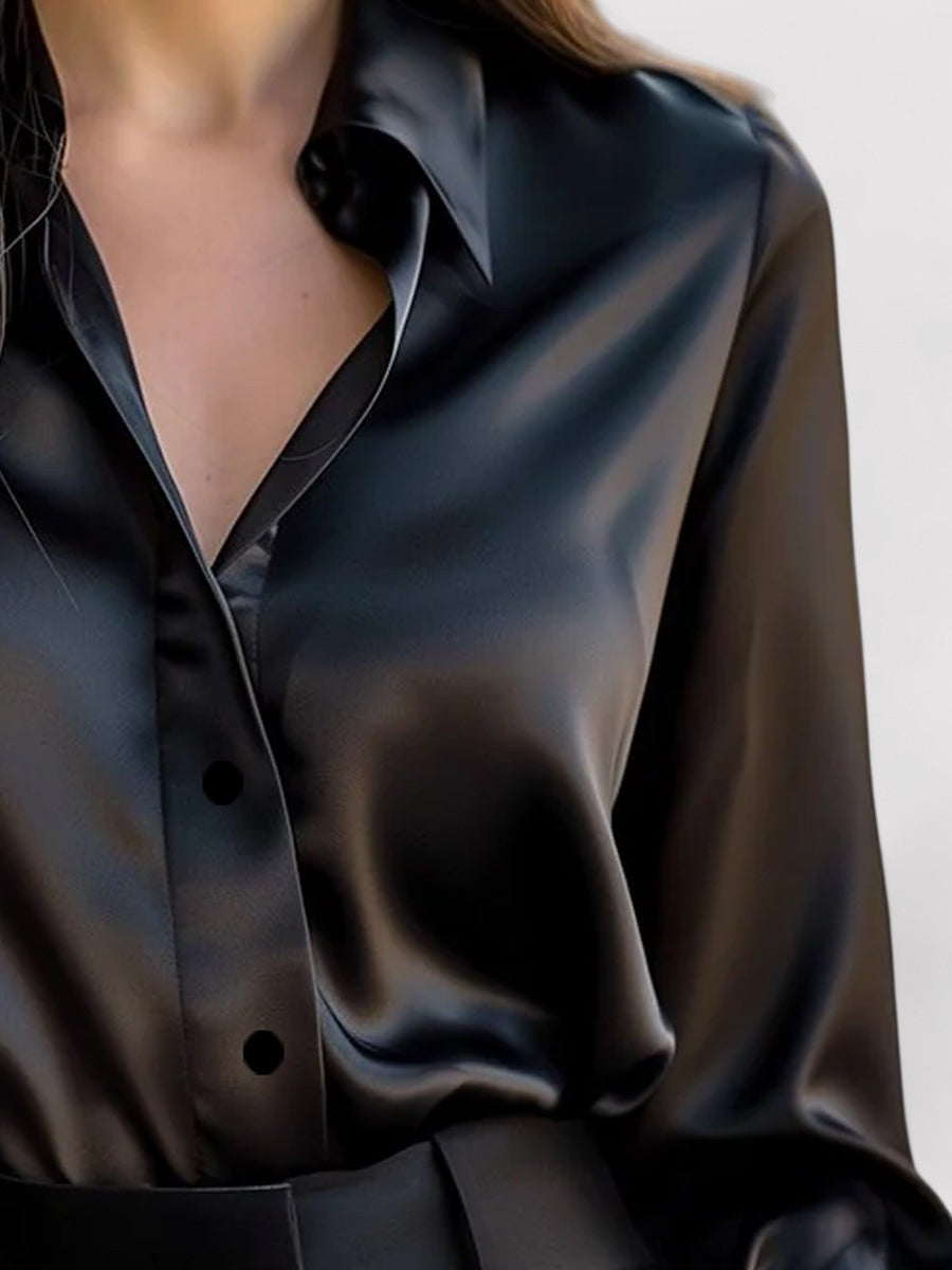 Cameno | Women’s Long Sleeve Satin Blouse