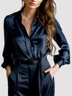 Cameno | Women’s Long Sleeve Satin Blouse