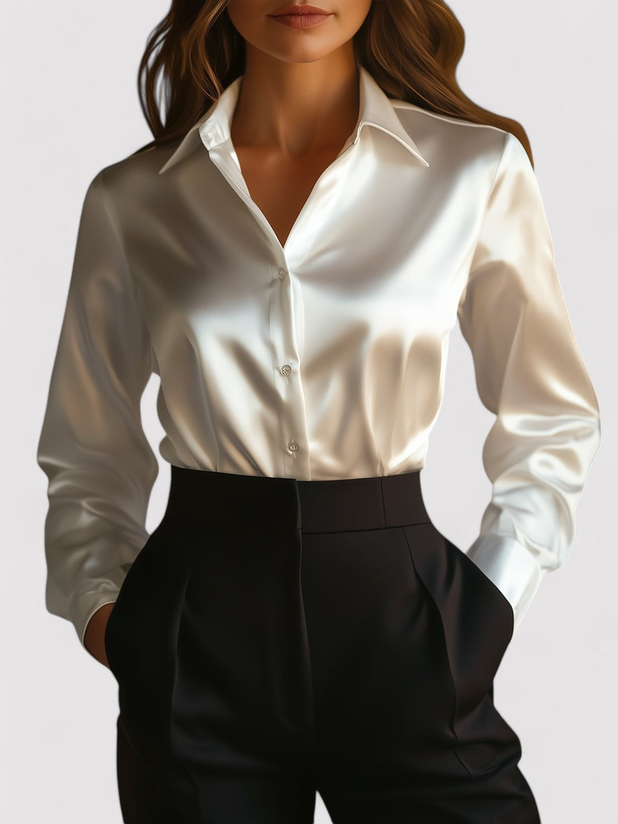 Cameno | Women’s Long Sleeve Satin Blouse