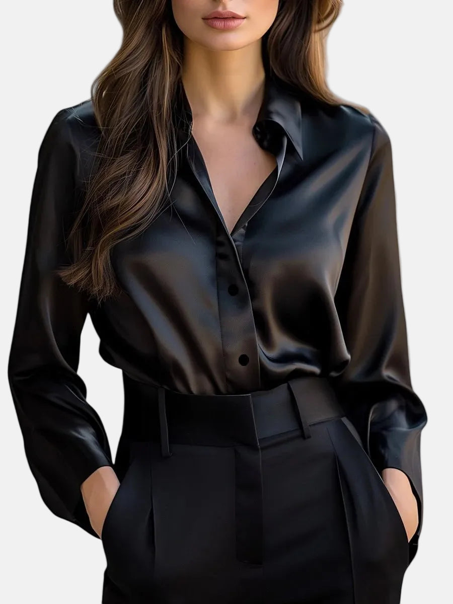 Cameno | Women’s Long Sleeve Satin Blouse