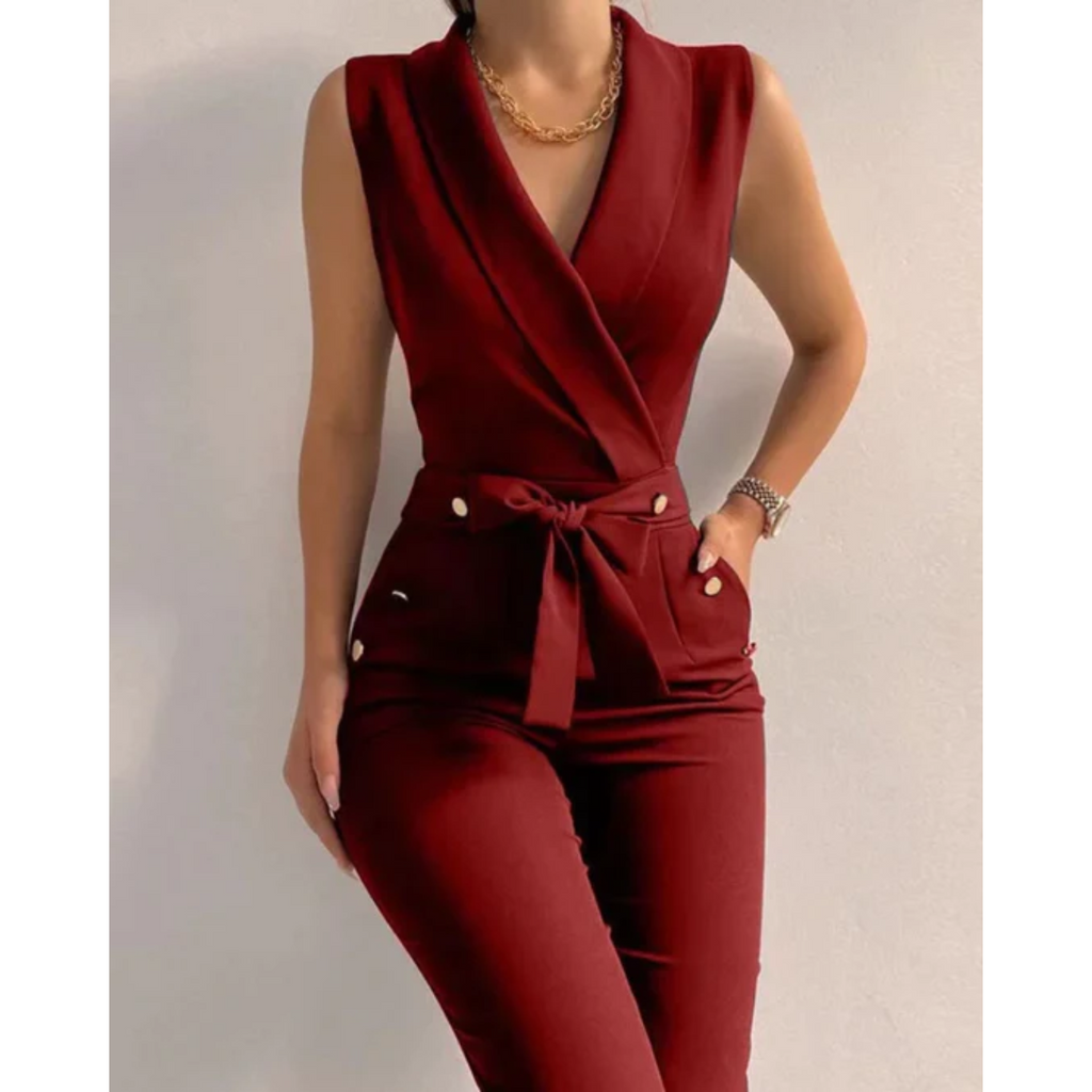 Flõre | Women’s Scuba Crepe Tied Waist Jumpsuit