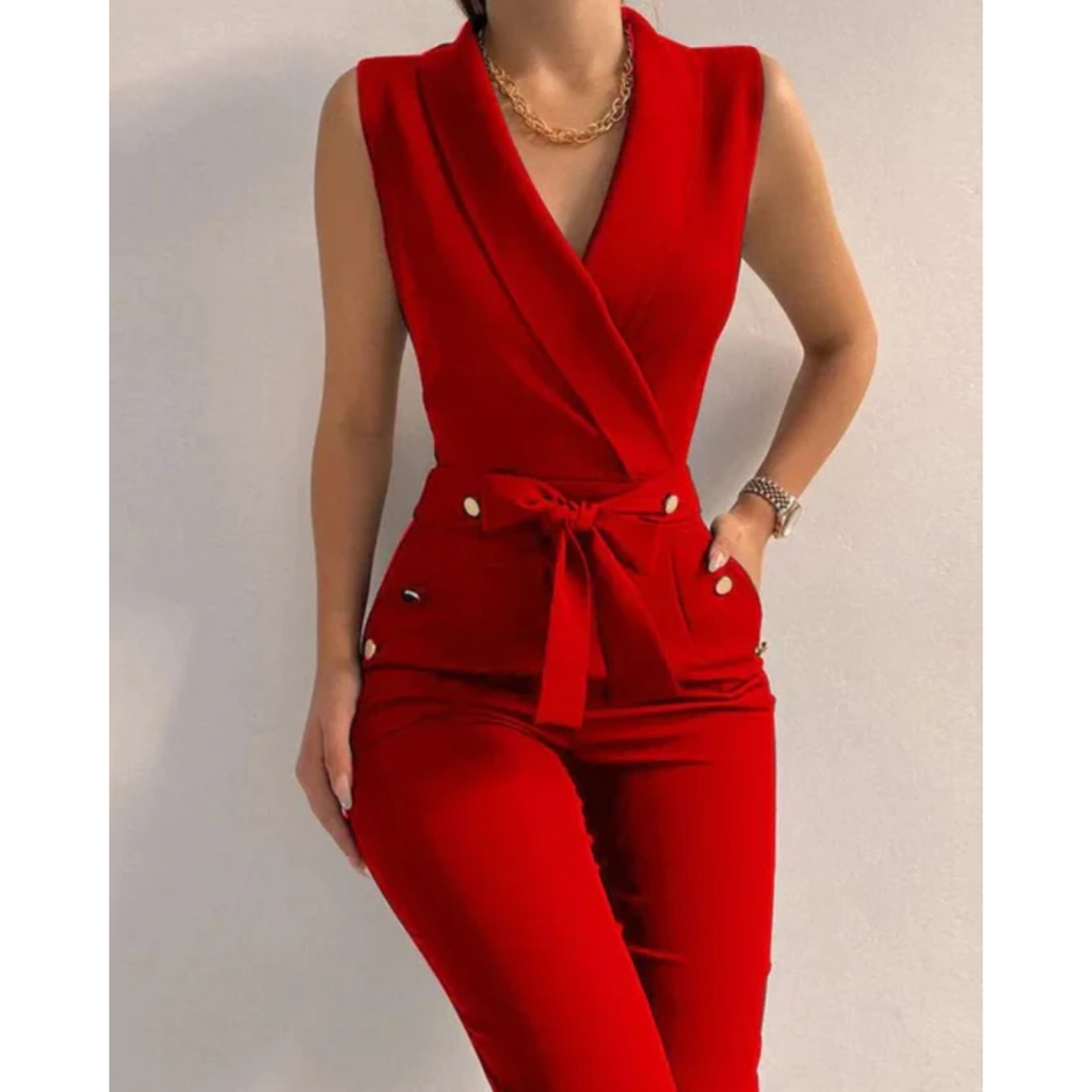 Flõre | Women’s Scuba Crepe Tied Waist Jumpsuit