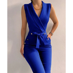 Flõre | Women’s Scuba Crepe Tied Waist Jumpsuit