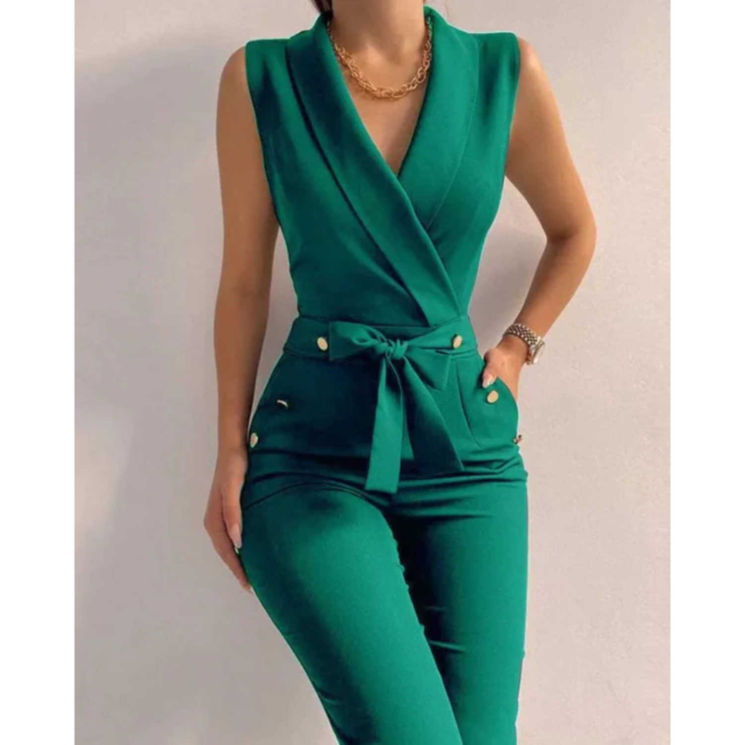 Flõre | Women’s Scuba Crepe Tied Waist Jumpsuit