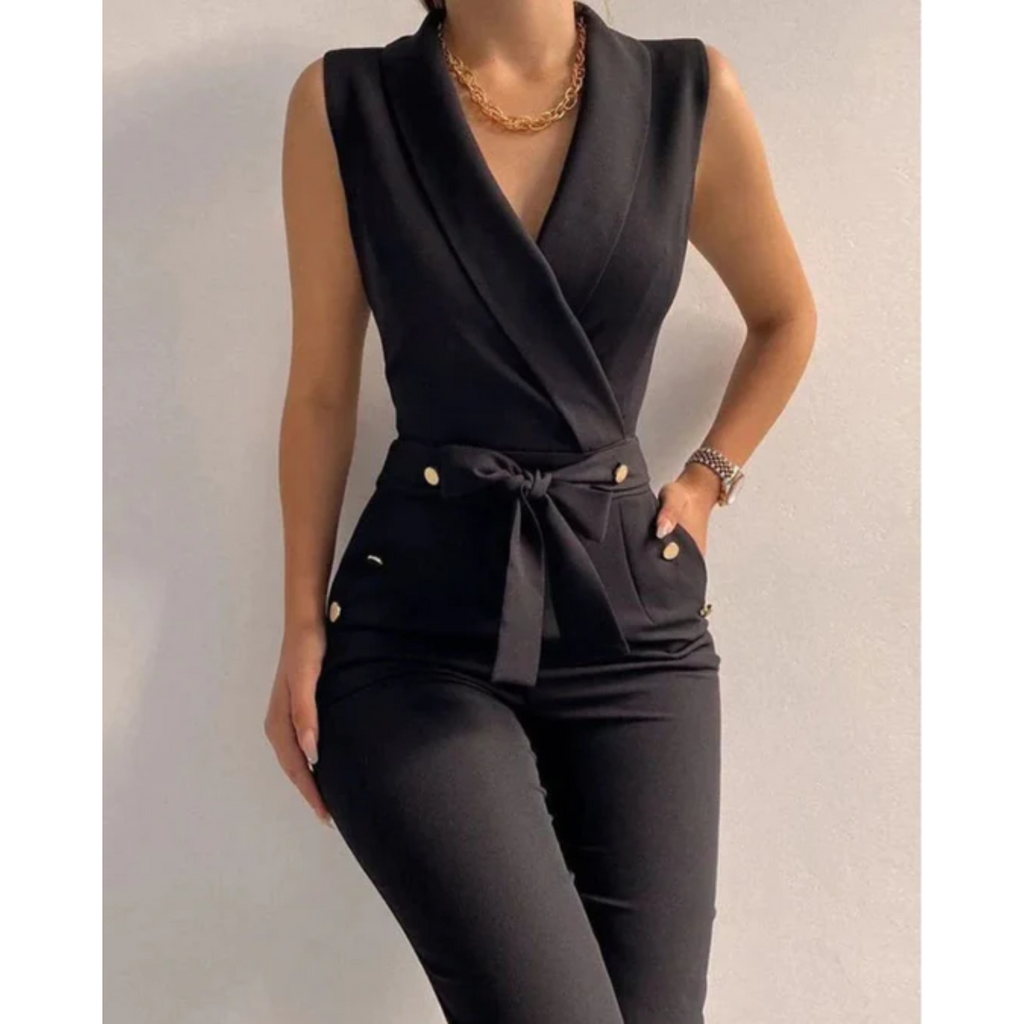 Flõre | Women’s Scuba Crepe Tied Waist Jumpsuit