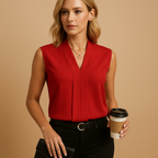Sahara | Women’s Sleeveless V-Neck Blouse Red