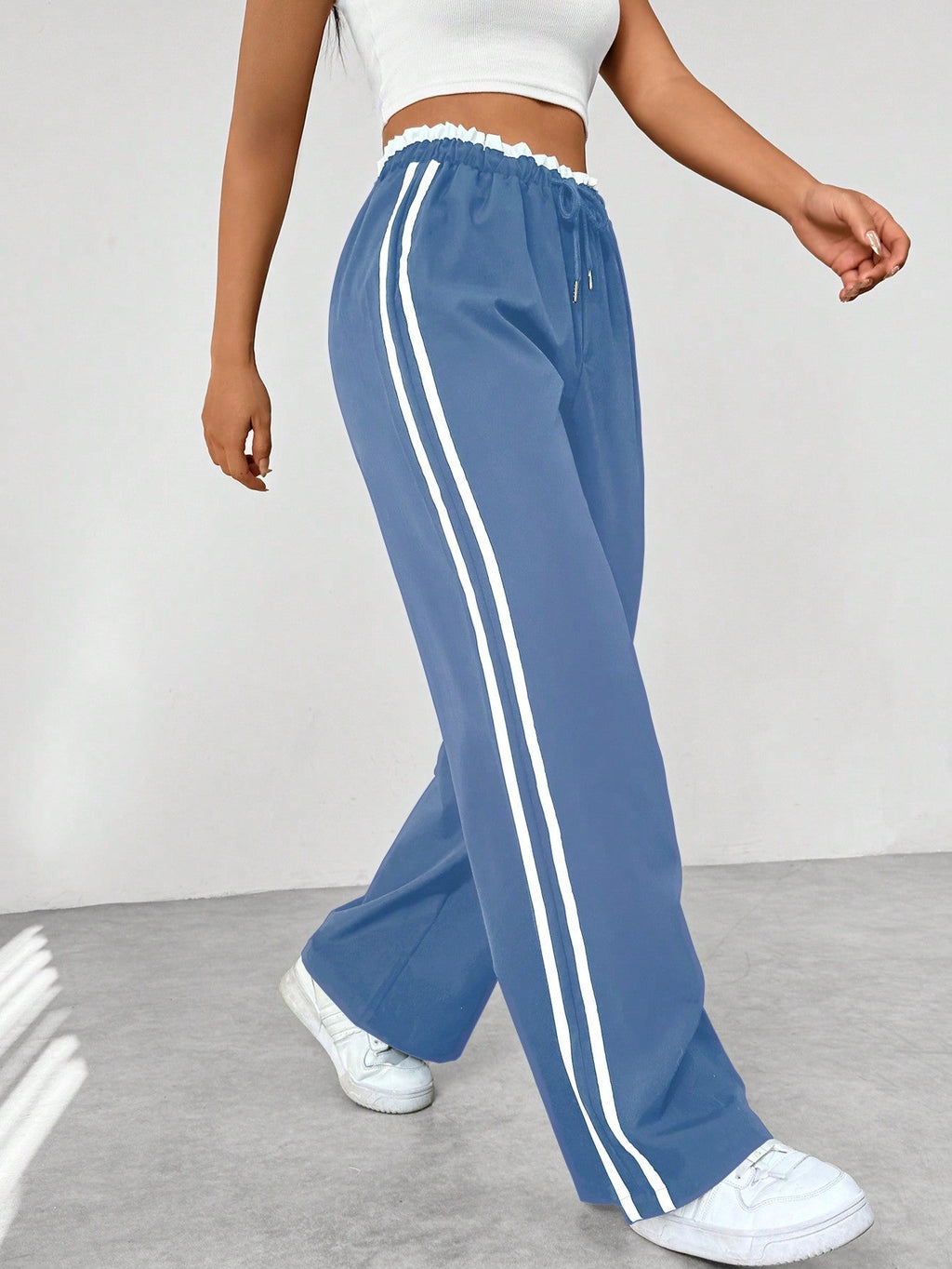 Women's Trendy Sporty Wide-Leg Trousers Baby blue