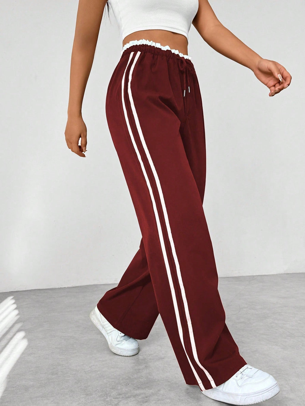 Women's Trendy Sporty Wide-Leg Trousers Bordeaux