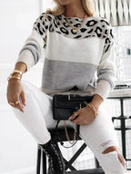 Chāme | Women's Color Block Sweater - Casual Multi-Panel Knit Pullover & Striped Jumper