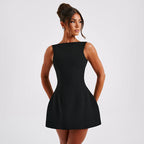 Zalia | Elegant Women’s Graduation A-Line Mini Dress Black