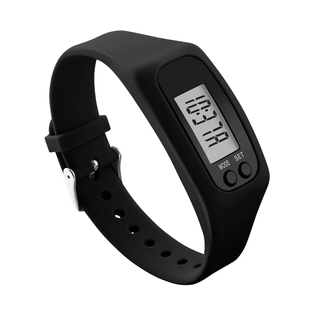Simple Step Counter Watch Black