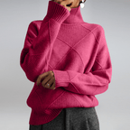 Zahara | Women's Diamond Knit Sweater - Textured Cable Pattern Pullover & Soft Jumper Pink