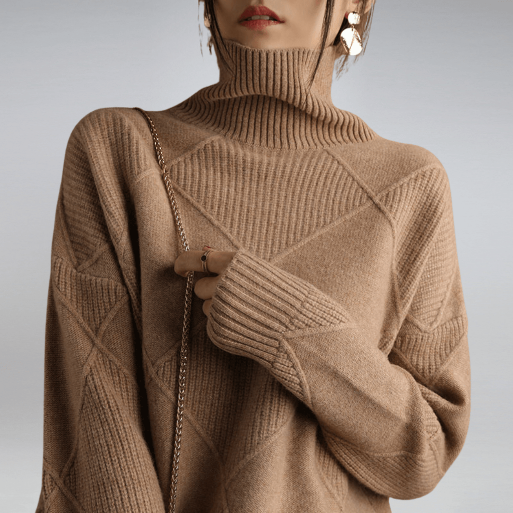 Zahara | Women's Diamond Knit Sweater - Textured Cable Pattern Pullover & Soft Jumper