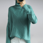 Zahara | Women's Diamond Knit Sweater - Textured Cable Pattern Pullover & Soft Jumper