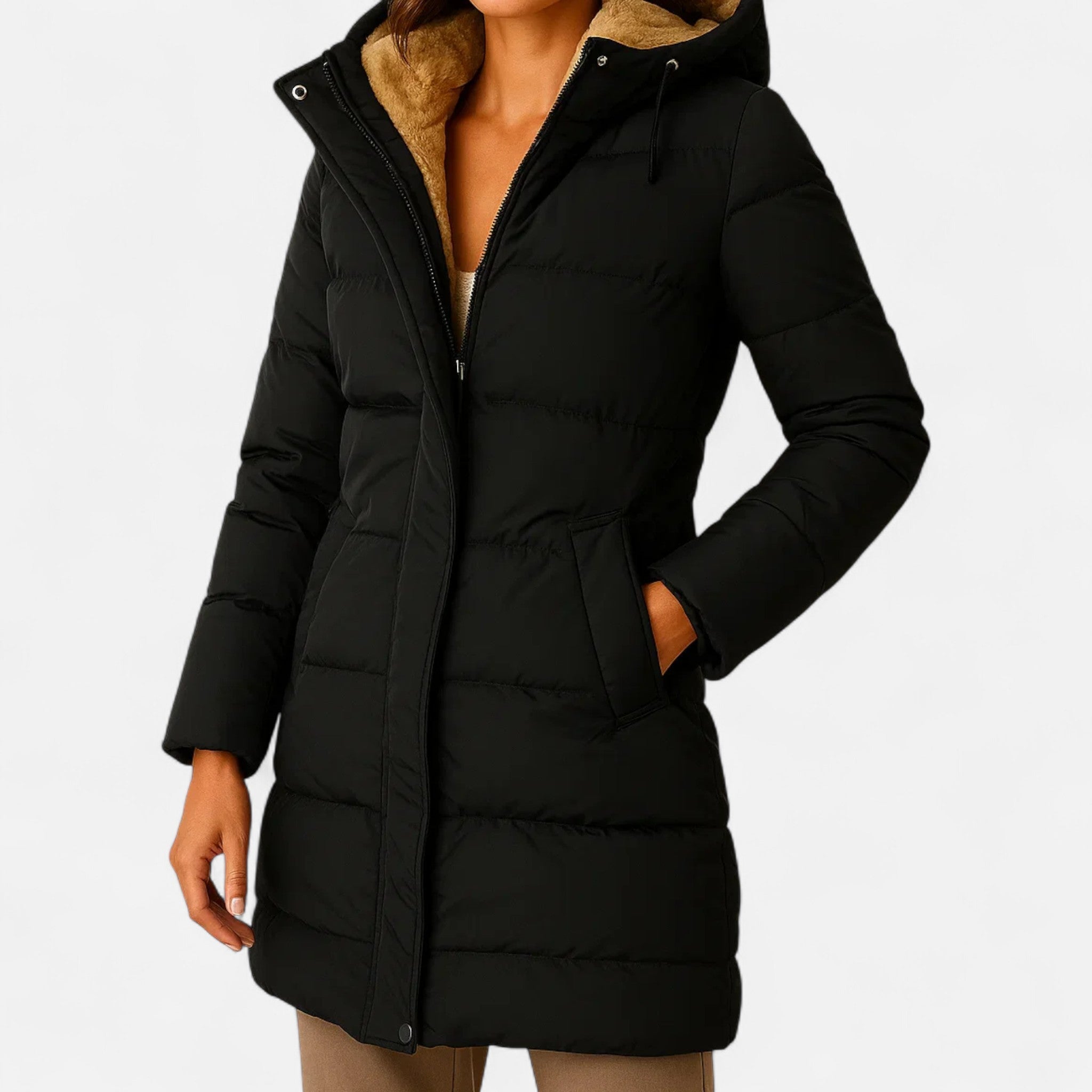 Kenitan | Elegant Puffer Jacket for Women – Refined Design for Autumn/Winter Black