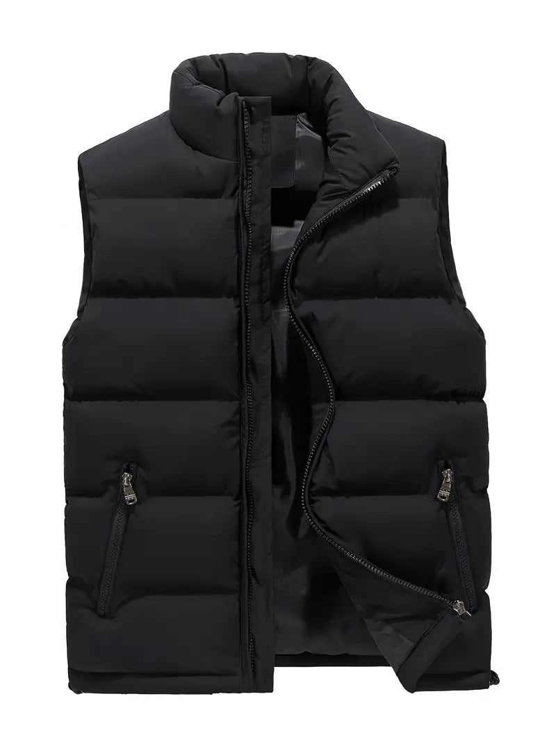 Anthony | Men's Quilted Body Warmer Vest with Zip Pockets - Black Insulated Gilet & Puffer Vest Black