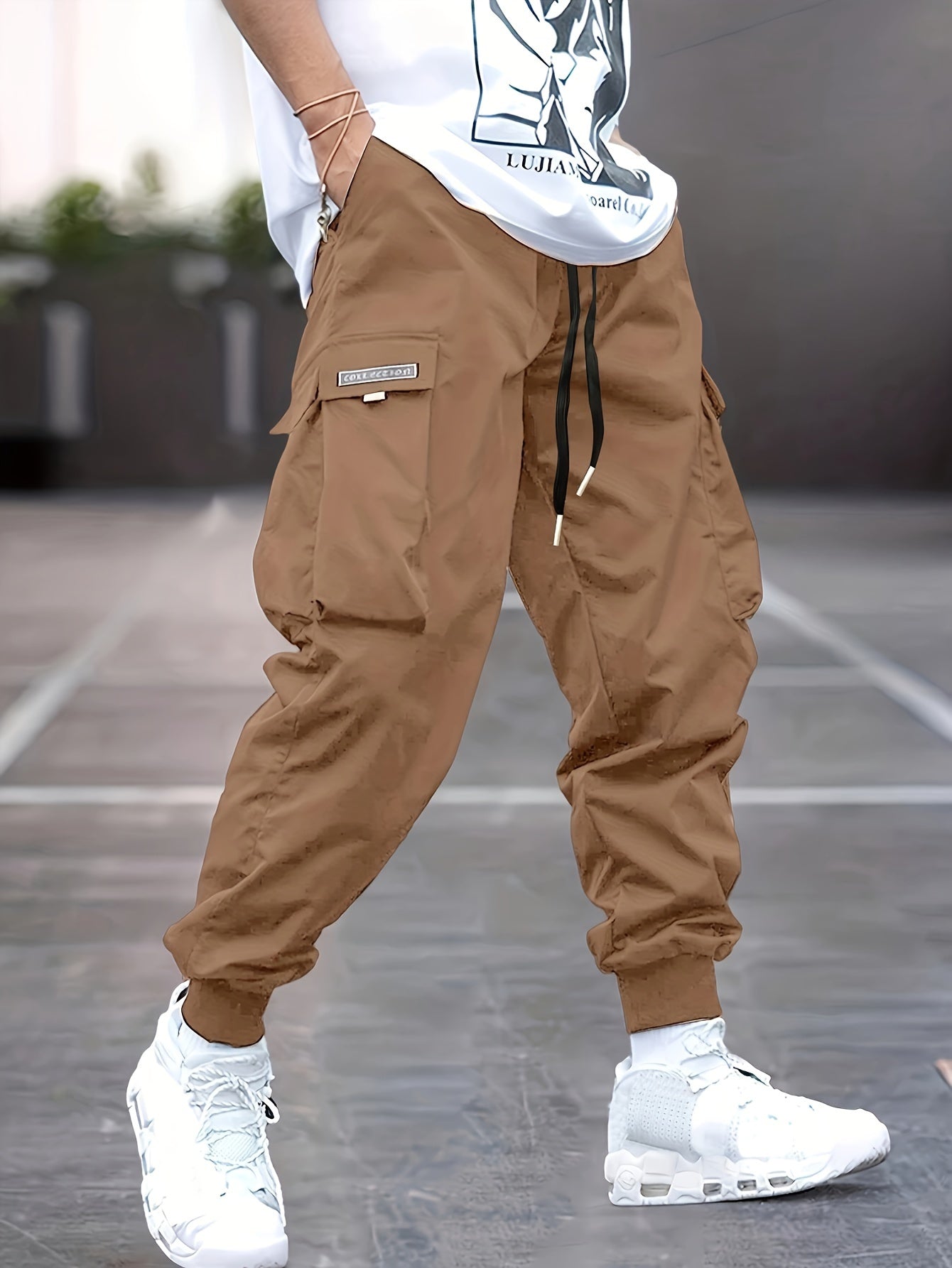 Calico | Men’s Cuffed Ankle Cargo Jogger Pants Khaki